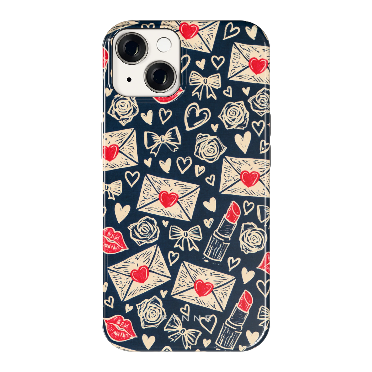 Liefdesbrieven hoesje voor iPhone 14, achterkant