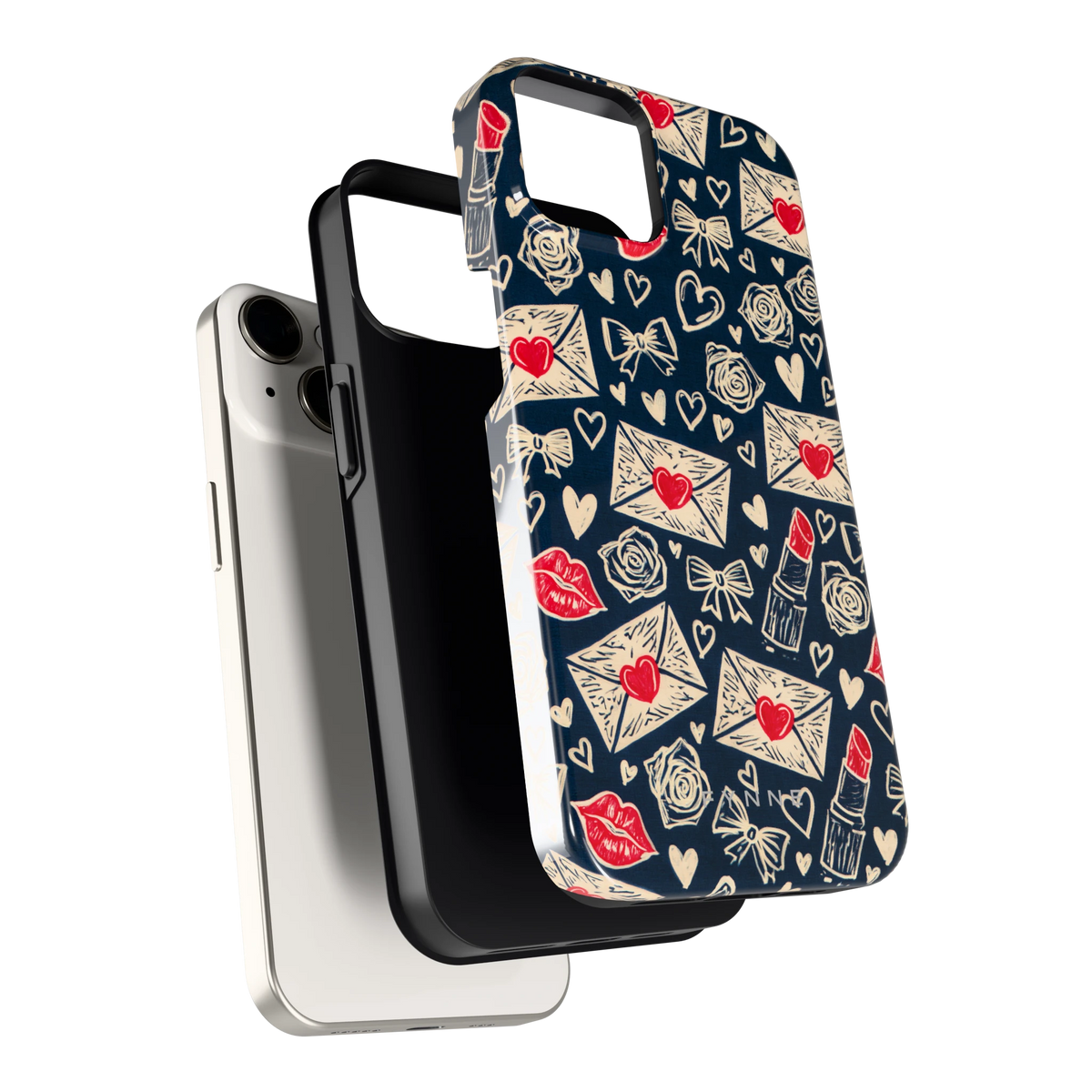 Liefdesbrieven hoesje voor iPhone 14, los van de telefoon