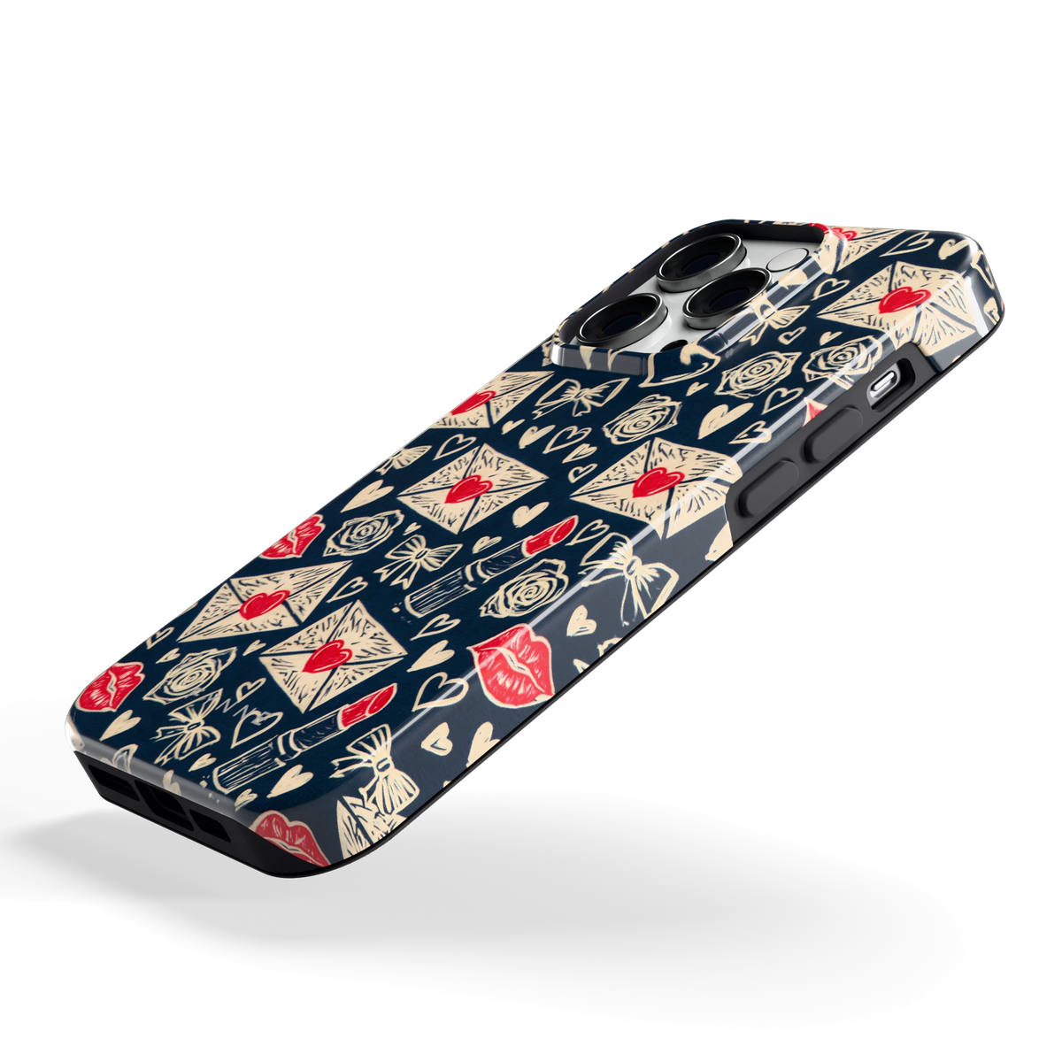 Liefdesbrieven hoesje voor iPhone 14 Pro, schuin