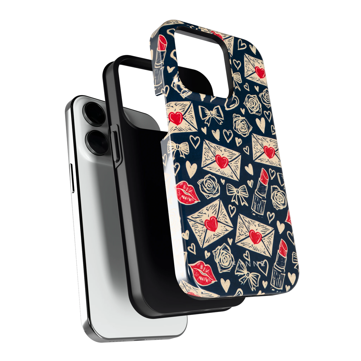 Liefdesbrieven hoesje voor iPhone 14 Pro, los van de telefoon