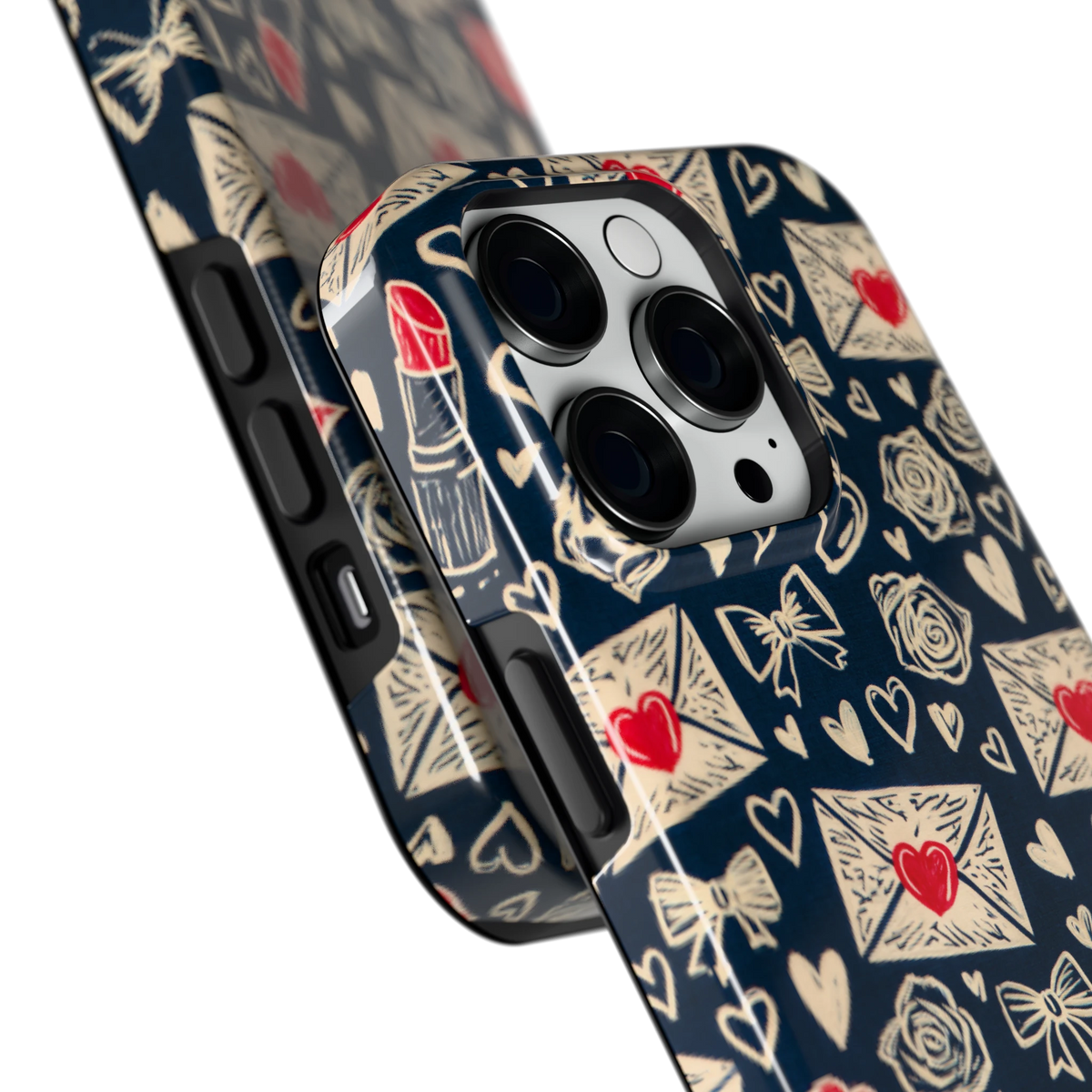 Liefdesbrieven hoesje voor iPhone 14 Pro, close-up
