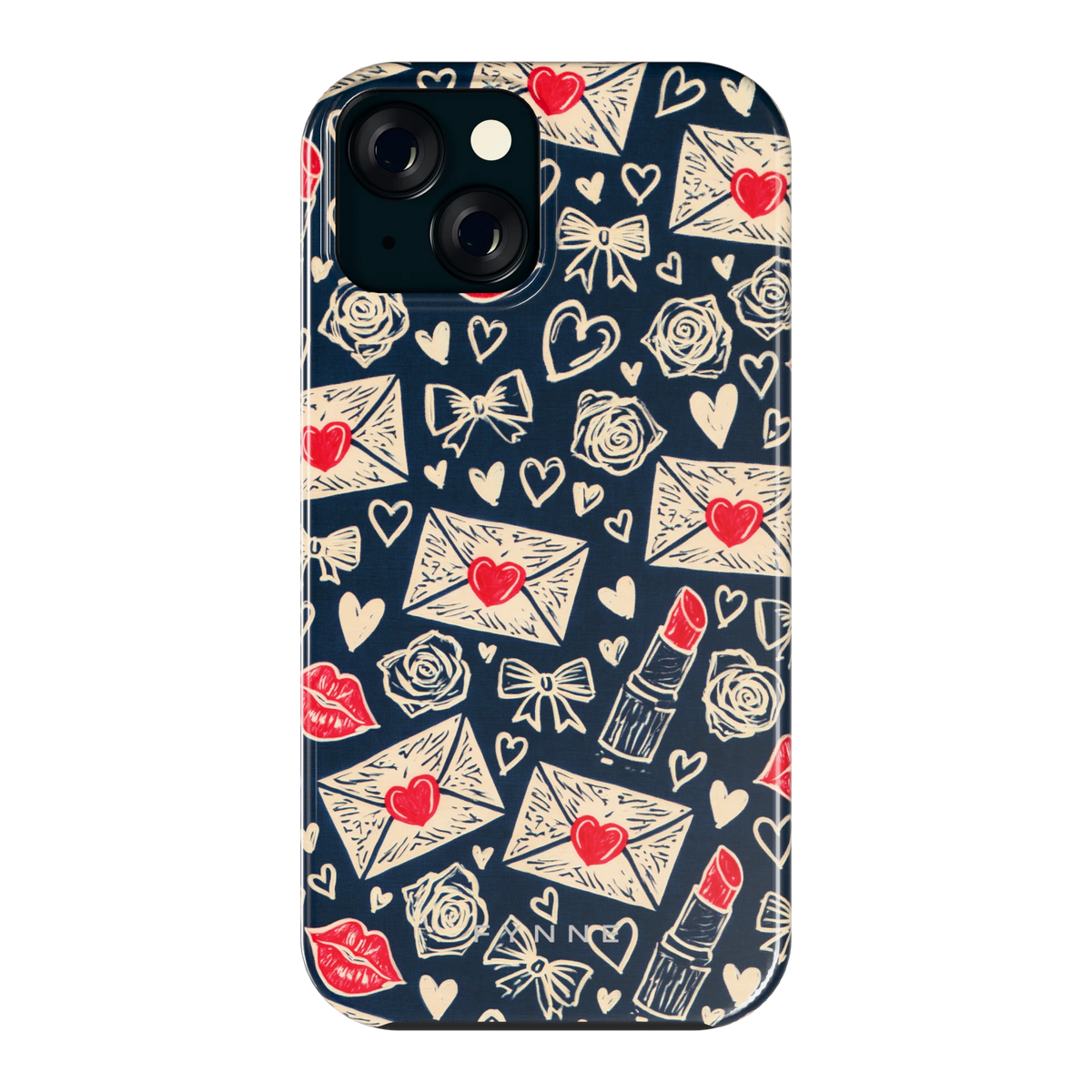 Liefdesbrieven hoesje voor iPhone 15, achterkant