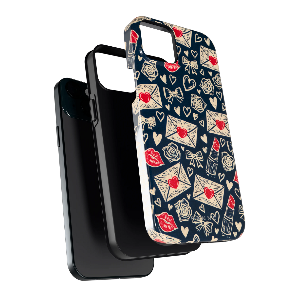 Liefdesbrieven hoesje voor iPhone 15 Plus, los van de telefoon