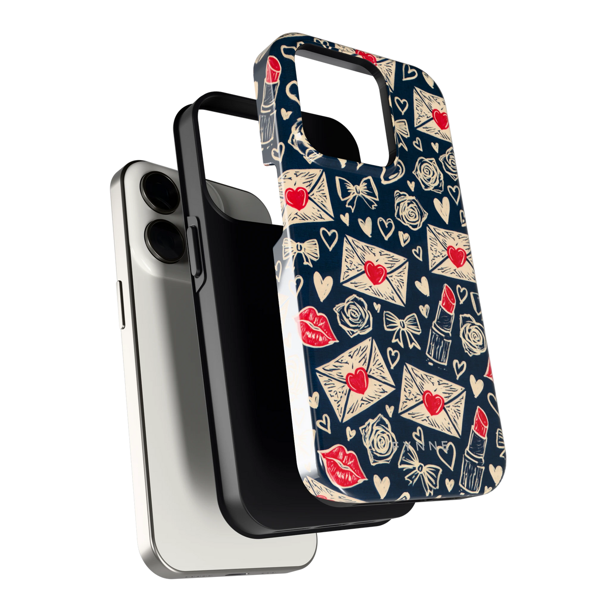 Liefdesbrieven hoesje voor iPhone 15 Pro, los van de telefoon