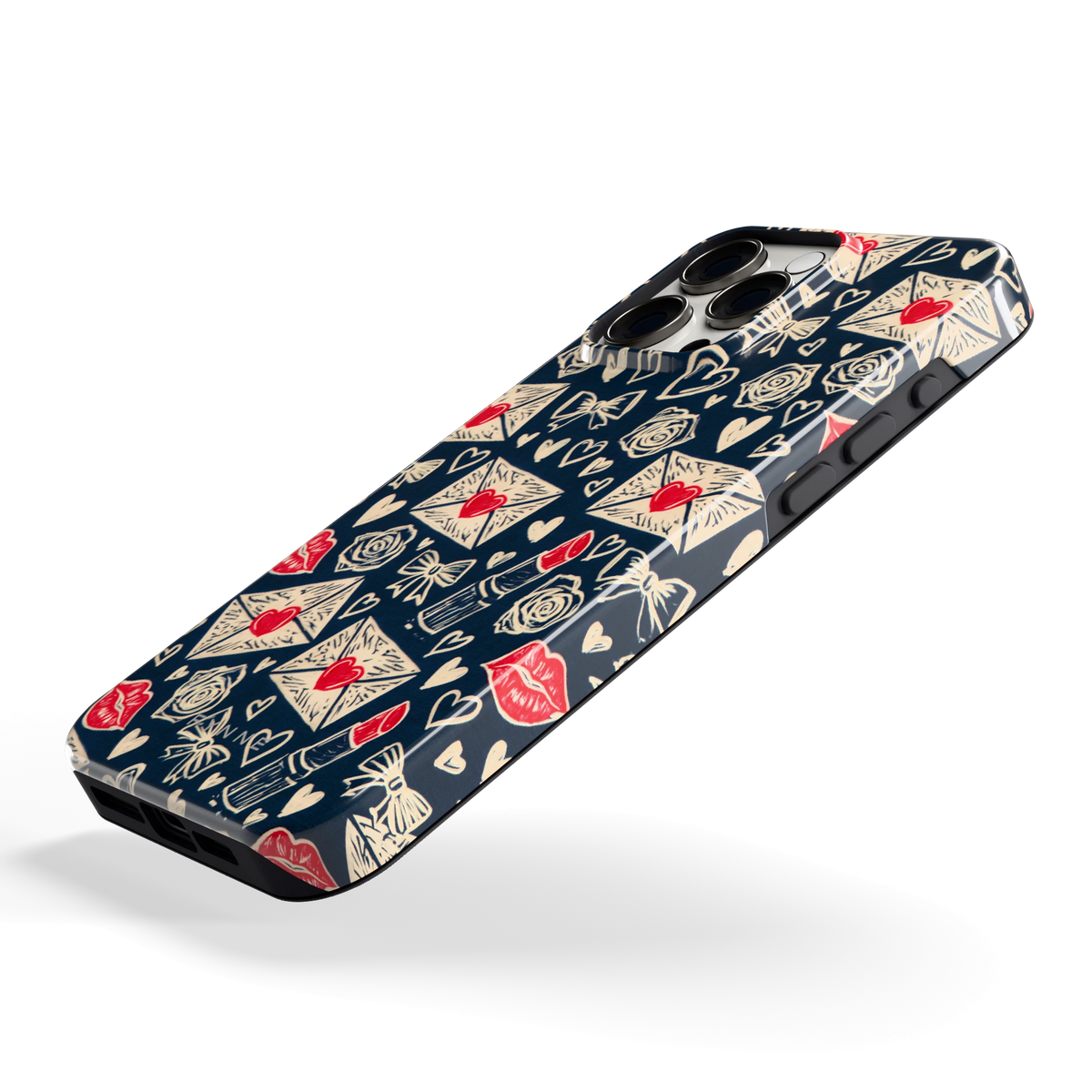 Liefdesbrieven hoesje voor iPhone 15 Pro Max, schuin