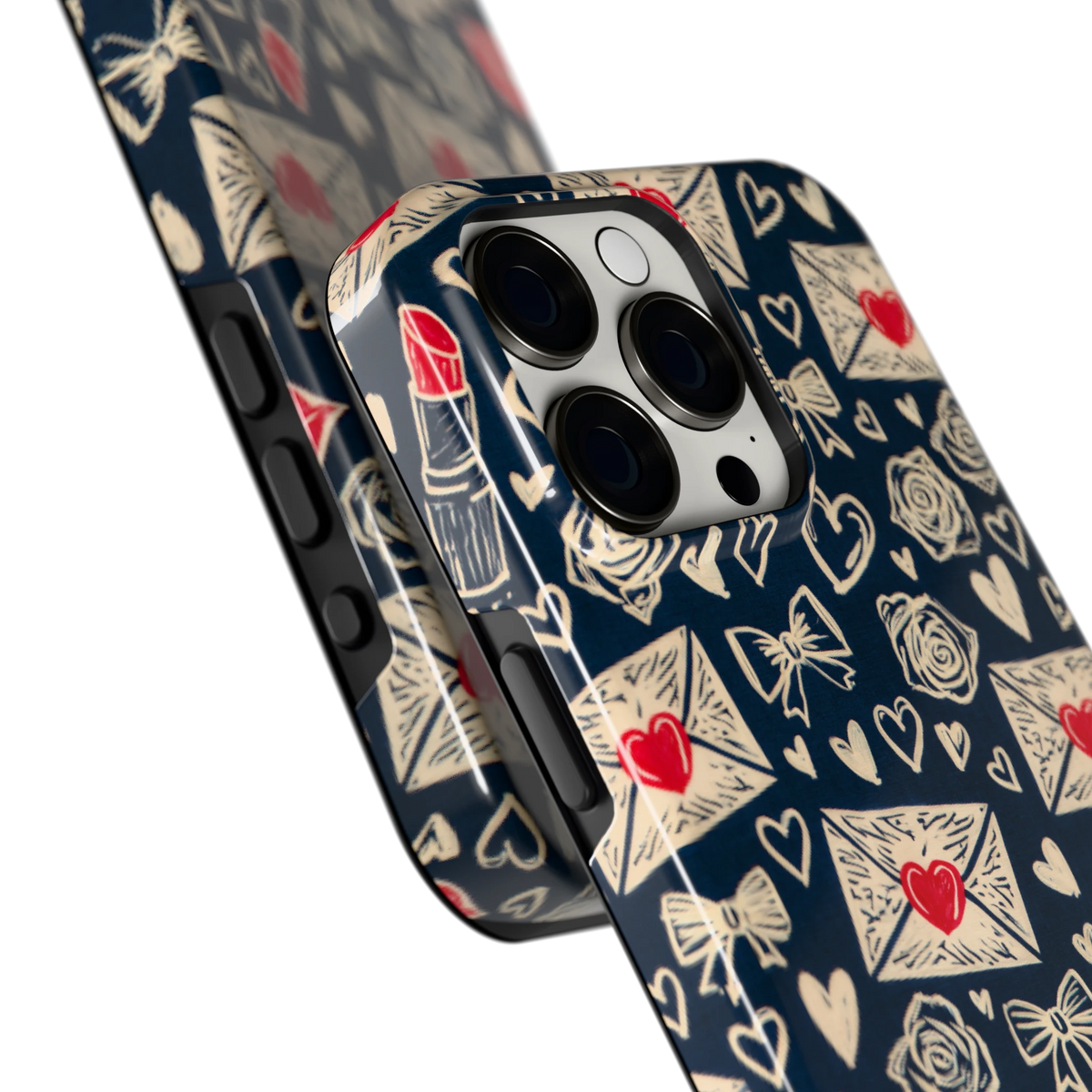 Liefdesbrieven hoesje voor iPhone 15 Pro Max, close-up