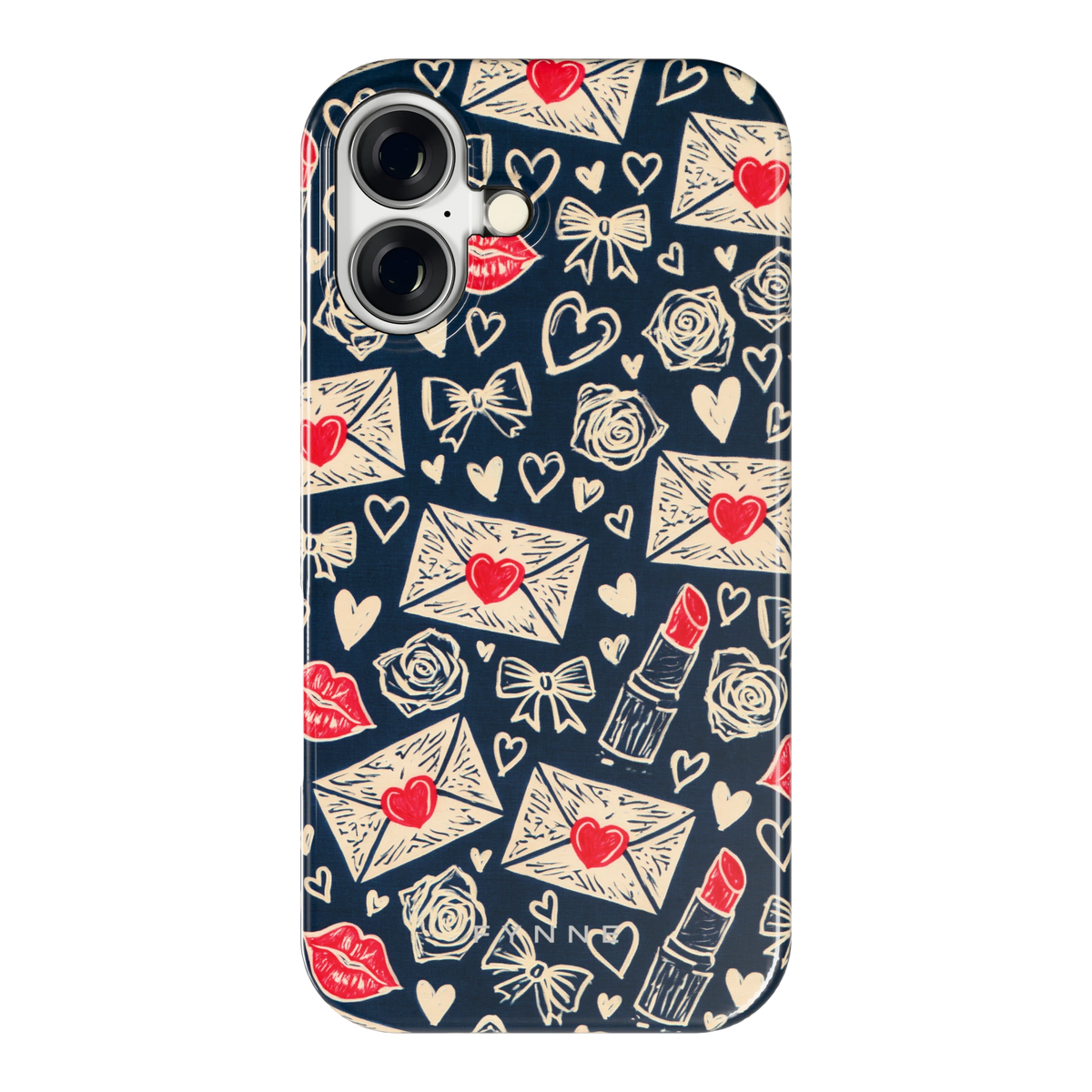 Liefdesbrieven hoesje voor iPhone 16, achterkant