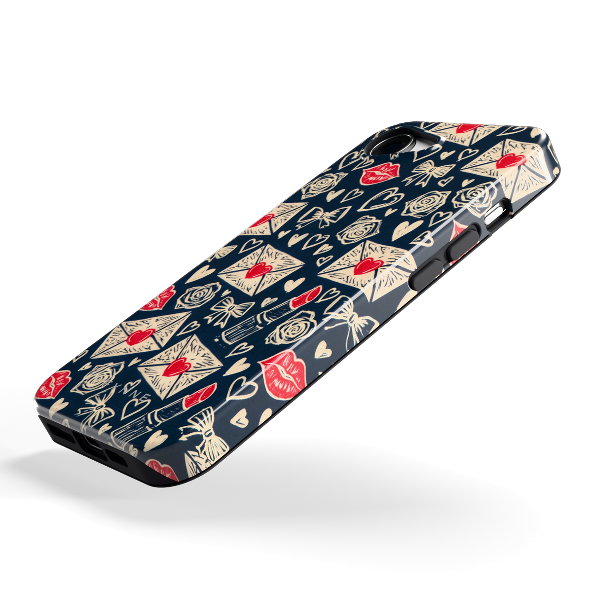 Liefdesbrieven hoesje voor iPhone 16e, schuin