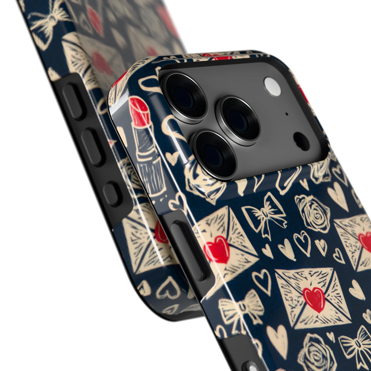 Liefdesbrieven hoesje voor iPhone 18 Pro, close-up
