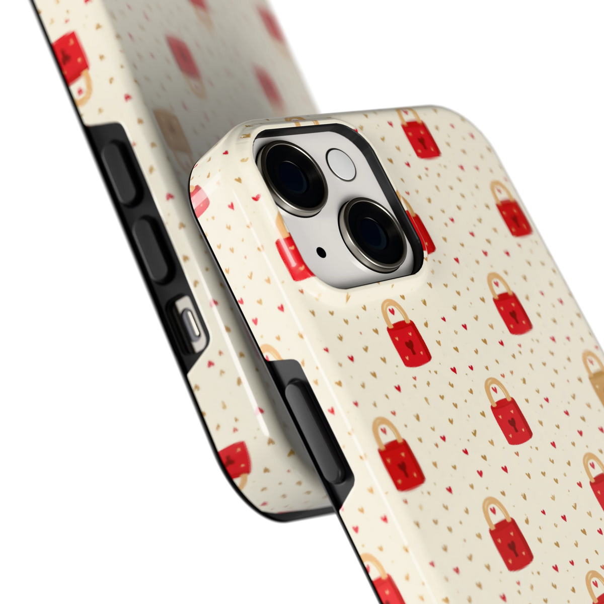 Liefdesslotjes hoesje voor iPhone 14, close-up