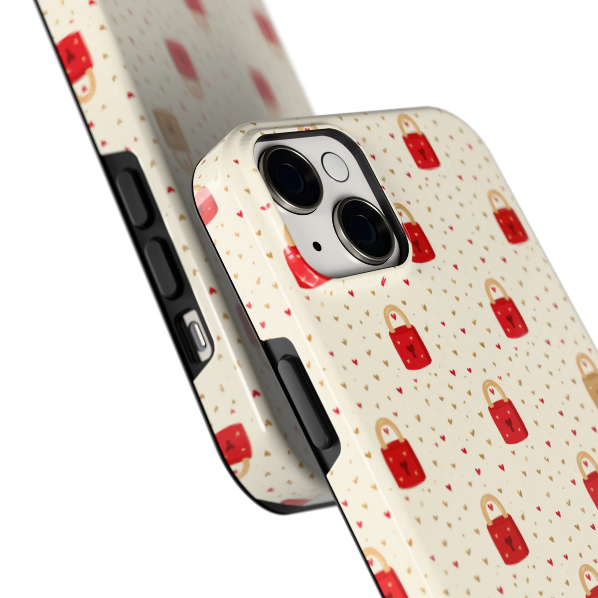 Liefdesslotjes hoesje voor iPhone 14 Plus, close-up