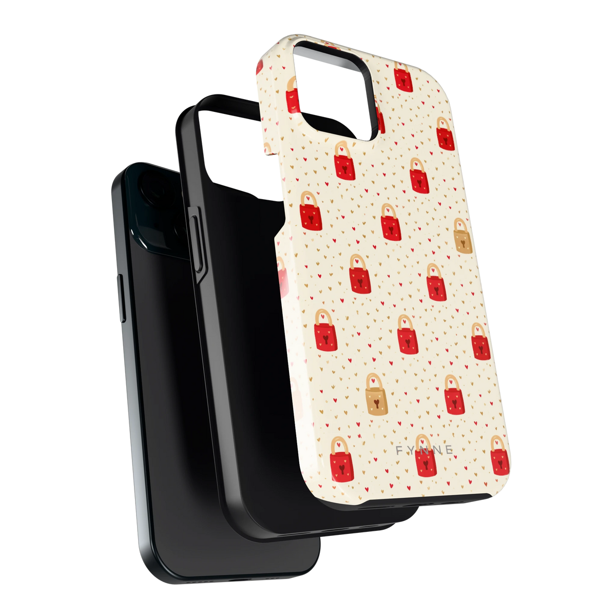 Liefdesslotjes hoesje voor iPhone 15, los van de telefoon