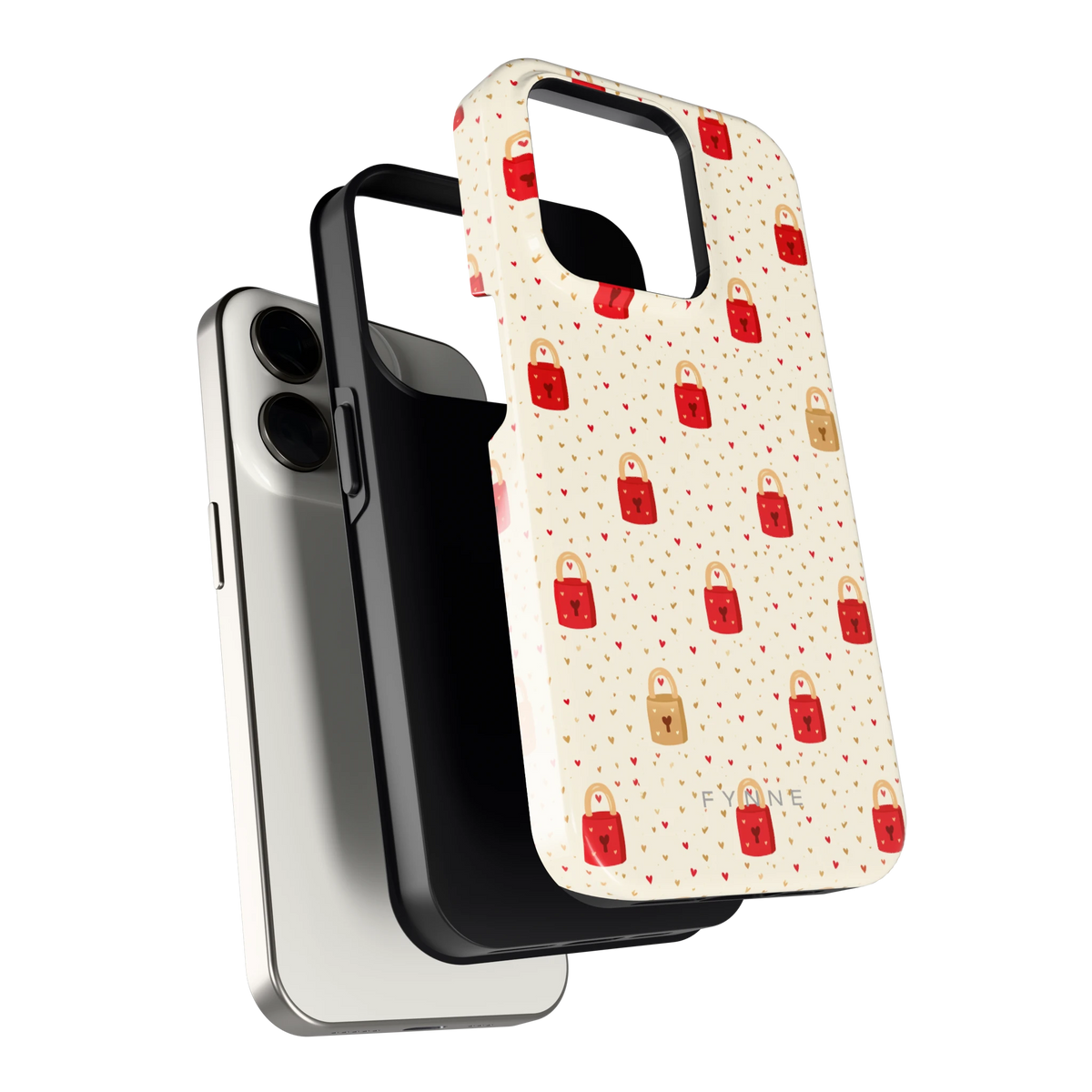 Liefdesslotjes hoesje voor iPhone 15 Pro, los van de telefoon