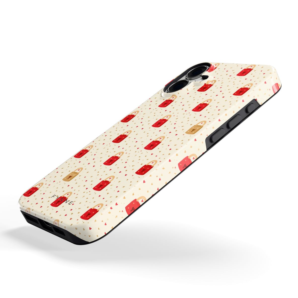 Liefdesslotjes hoesje voor iPhone 16 Plus, schuin