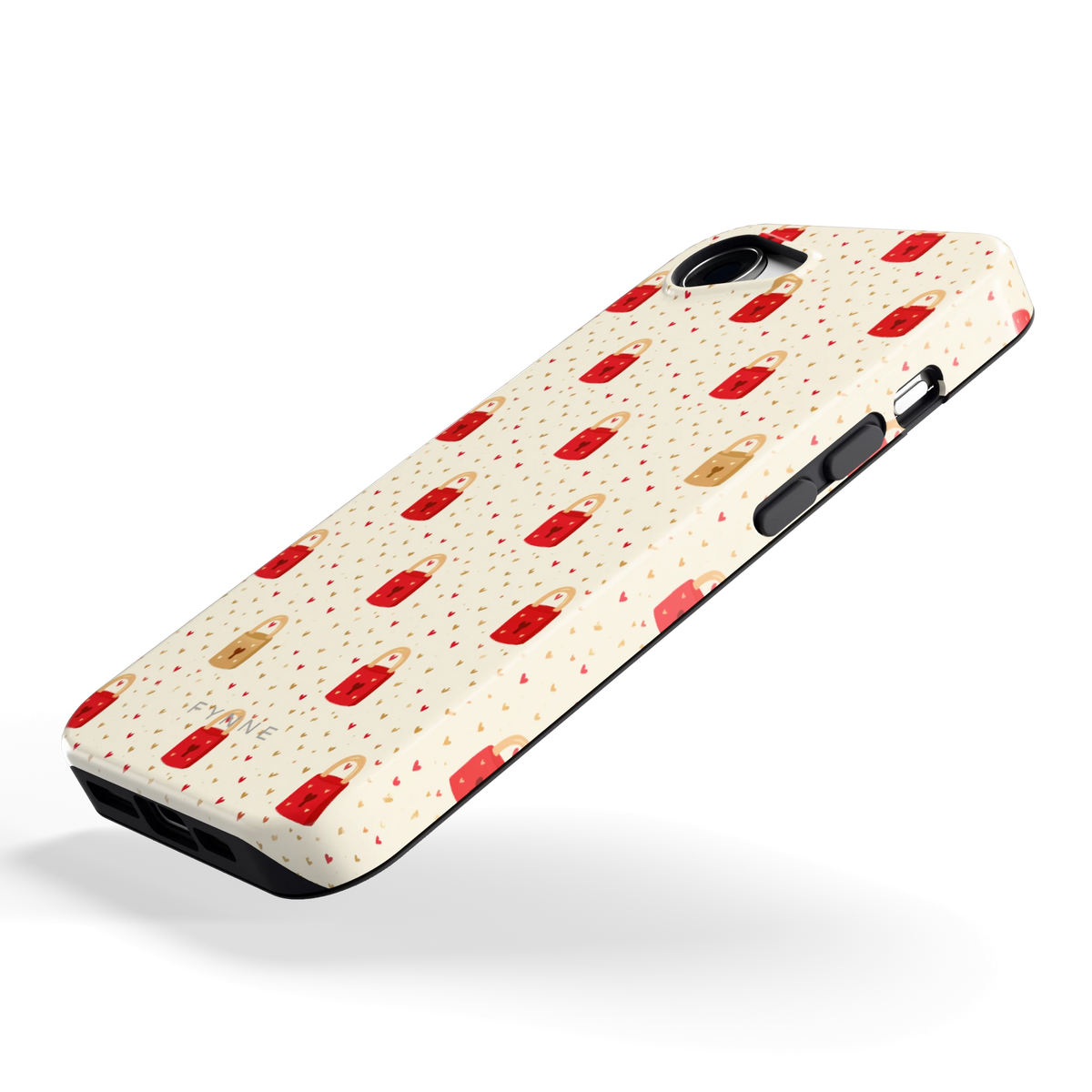 Liefdesslotjes hoesje voor iPhone 16e, schuin