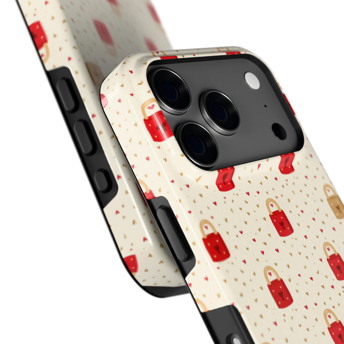 Liefdesslotjes hoesje voor iPhone 17 Pro, close-up