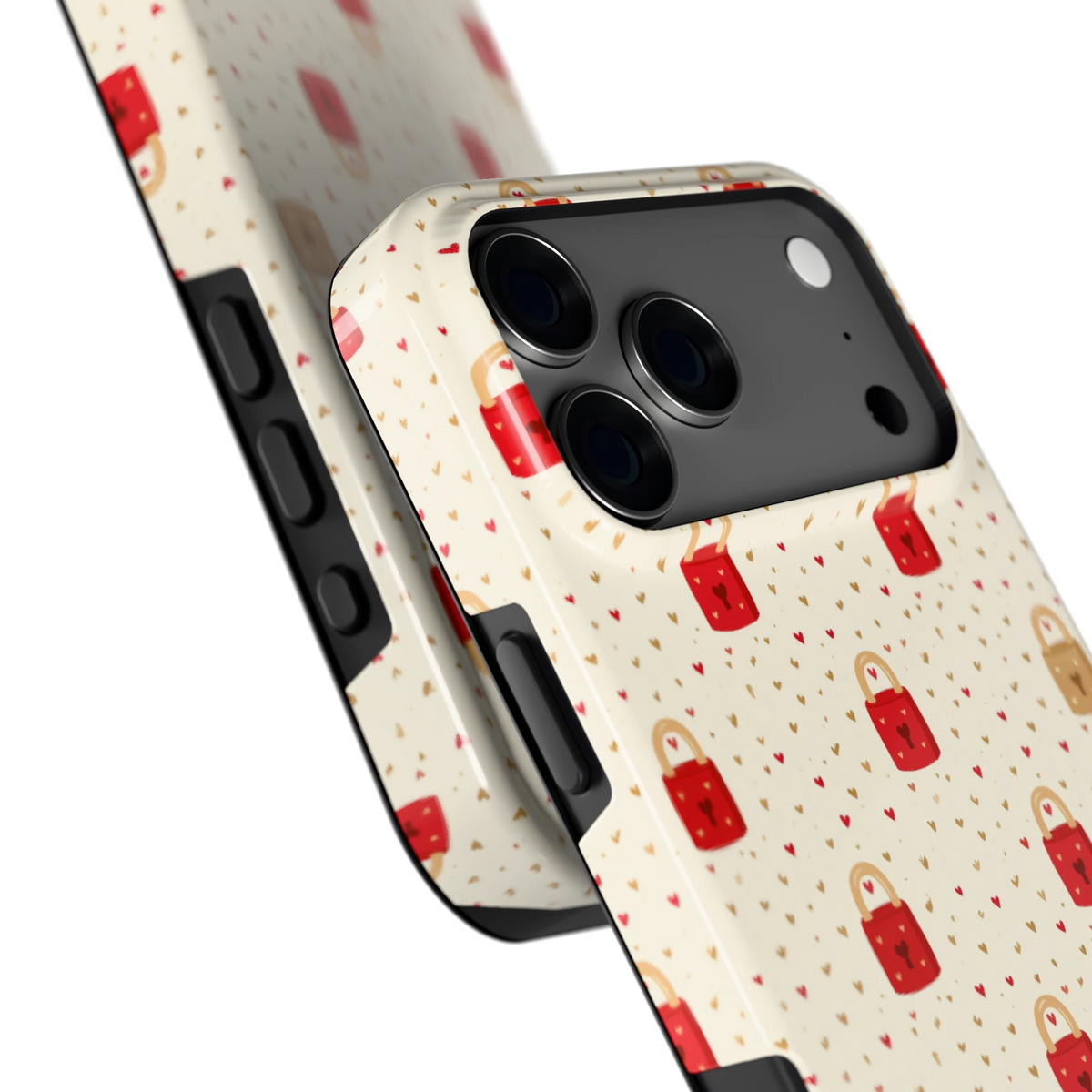 Liefdesslotjes hoesje voor iPhone 17 Pro Max, close-up