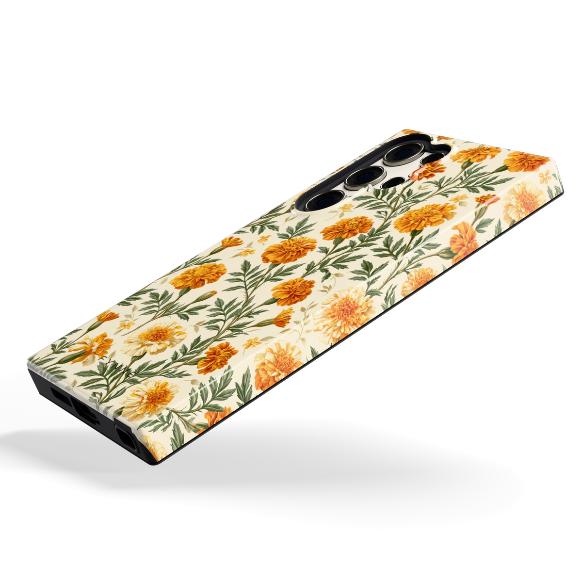 Goudsbloemenveld hoesje voor Galaxy S23 Ultra, schuin
