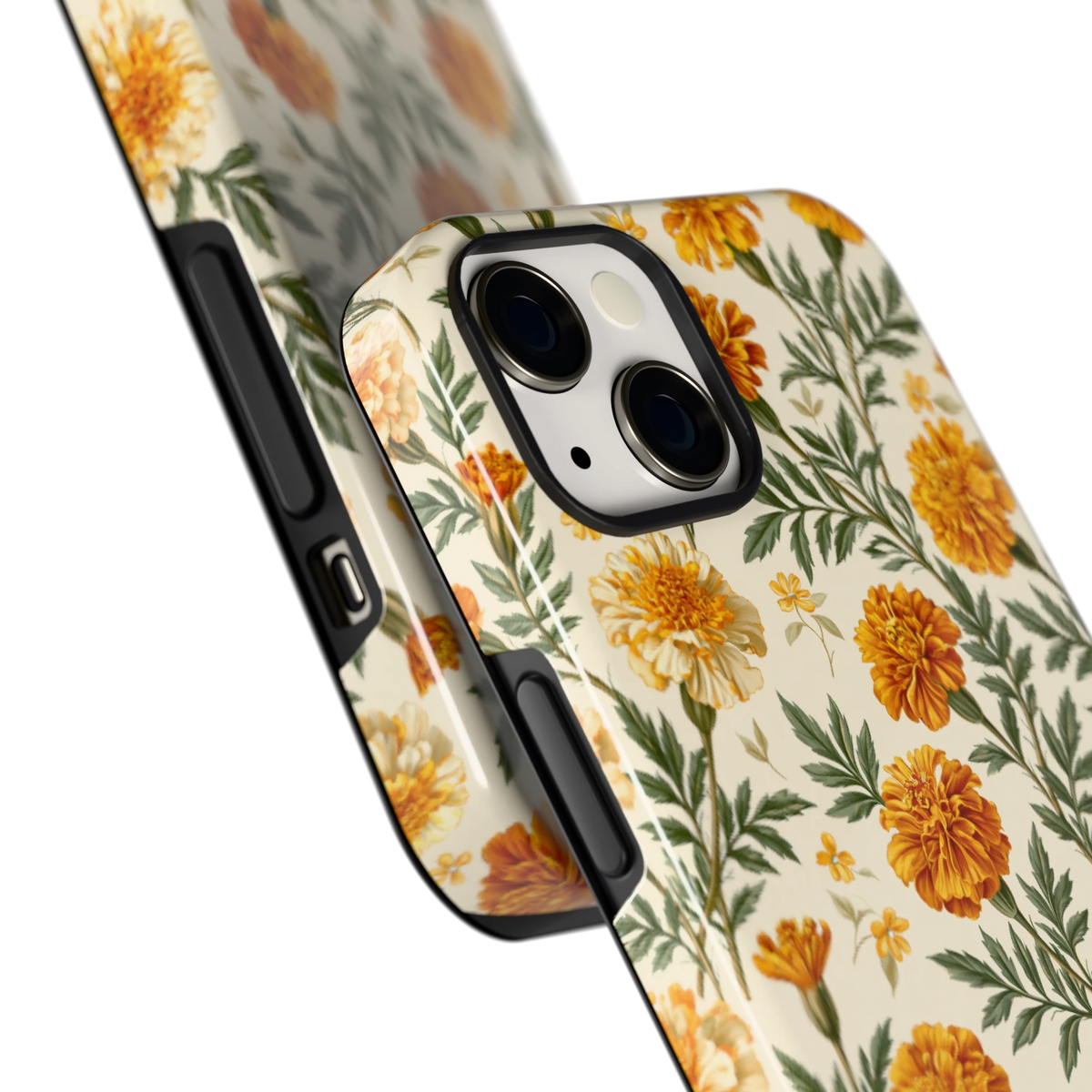 Goudsbloemenveld hoesje voor iPhone 13, close-up