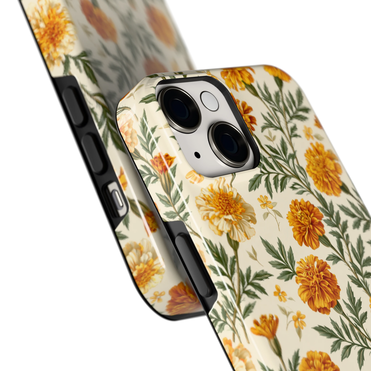 Goudsbloemenveld hoesje voor iPhone 14, close-up