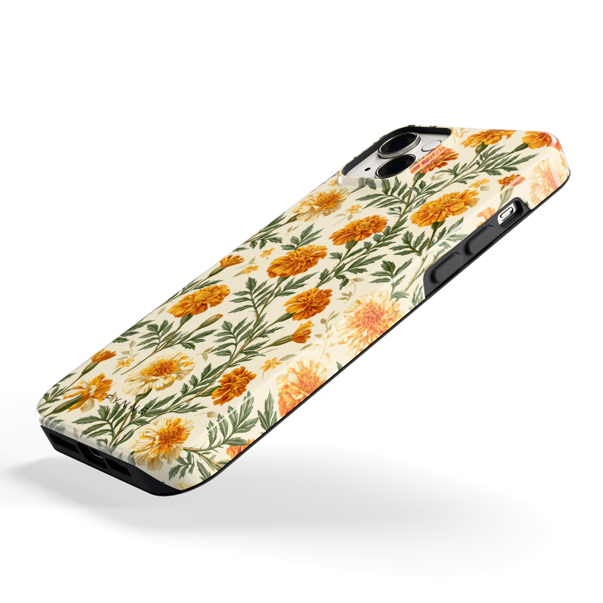 Goudsbloemenveld hoesje voor iPhone 14 Plus, schuin