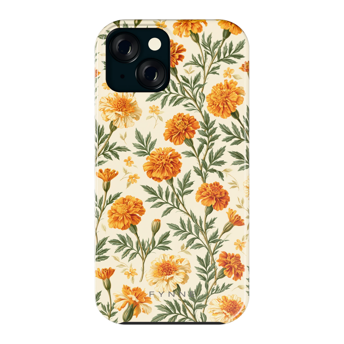 Goudsbloemenveld hoesje voor iPhone 15, achterkant