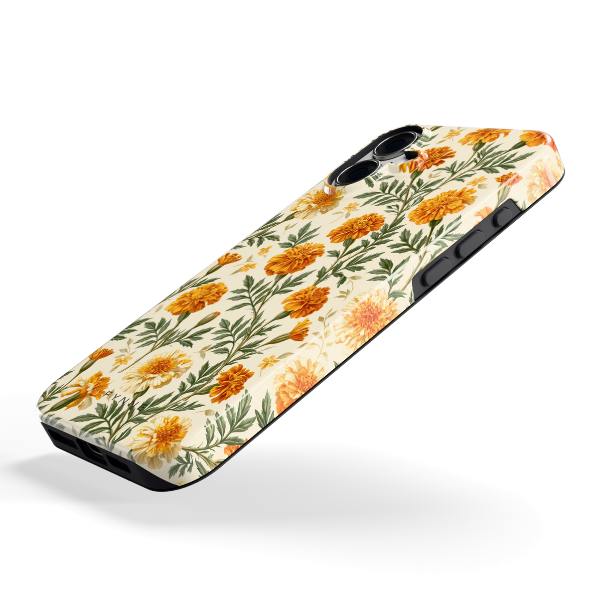 Goudsbloemenveld hoesje voor iPhone 16 Plus, schuin