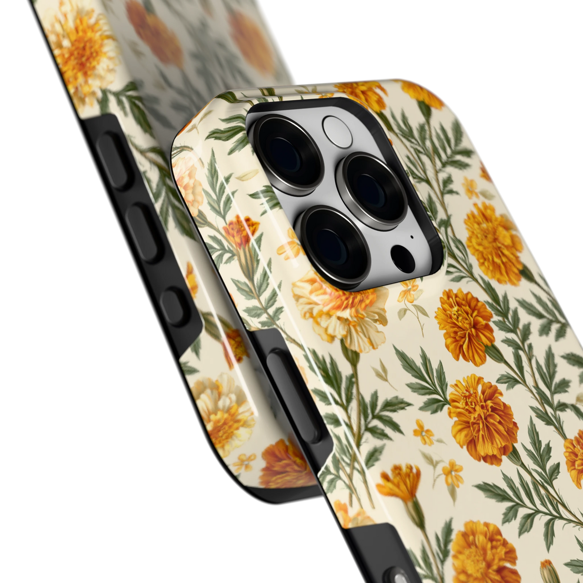 Goudsbloemenveld hoesje voor iPhone 16 Pro, close-up