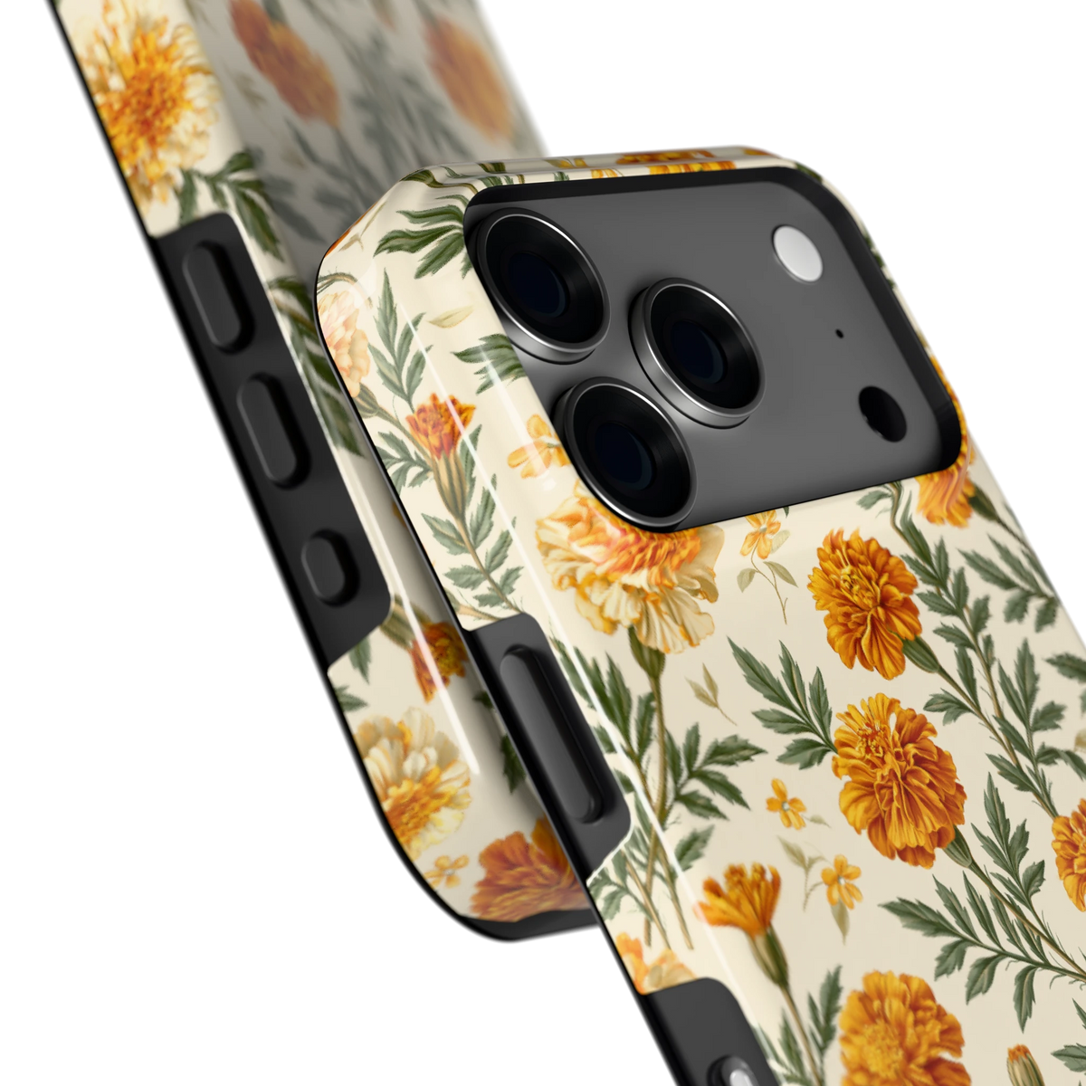 Goudsbloemenveld hoesje voor iPhone 18 Pro, close-up