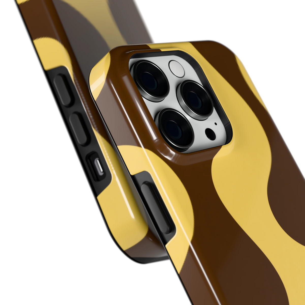 Chocolade Golven hoesje voor iPhone 14 Pro, close-up