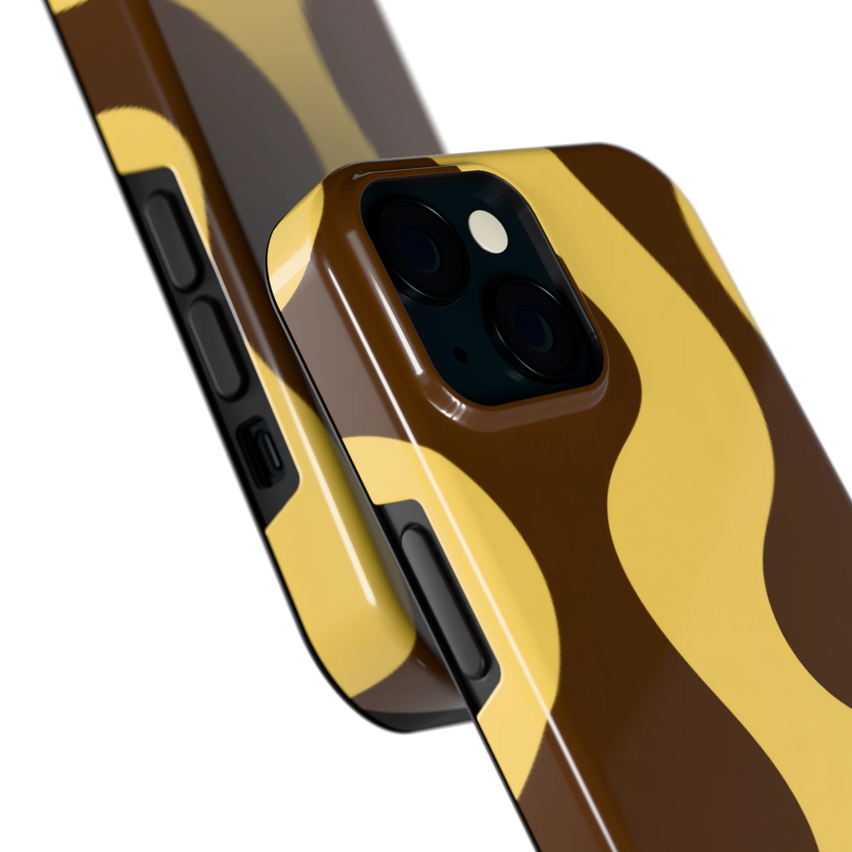 Chocolade Golven hoesje voor iPhone 15, close-up