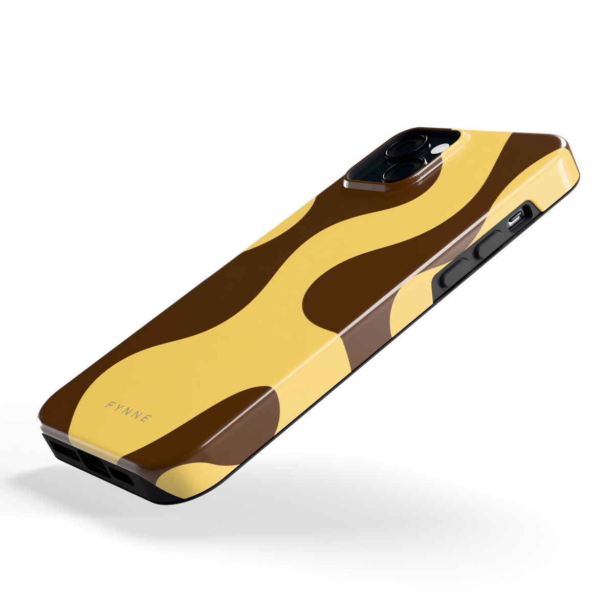 Chocolade Golven hoesje voor iPhone 15 Plus, schuin