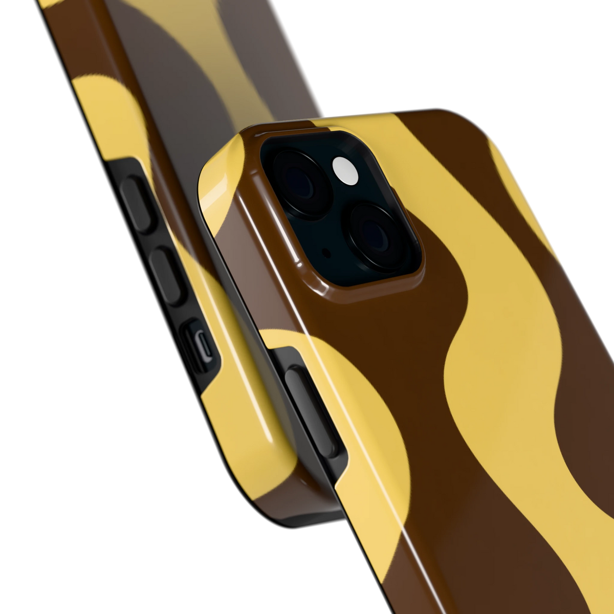 Chocolade Golven hoesje voor iPhone 15 Plus, close-up
