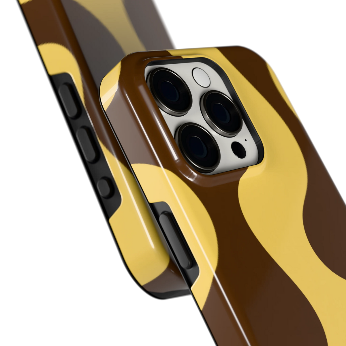 Chocolade Golven hoesje voor iPhone 15 Pro, close-up
