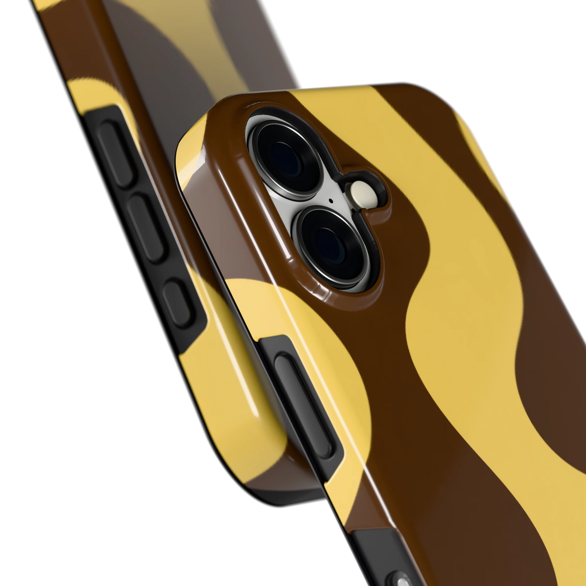 Chocolade Golven hoesje voor iPhone 16, close-up