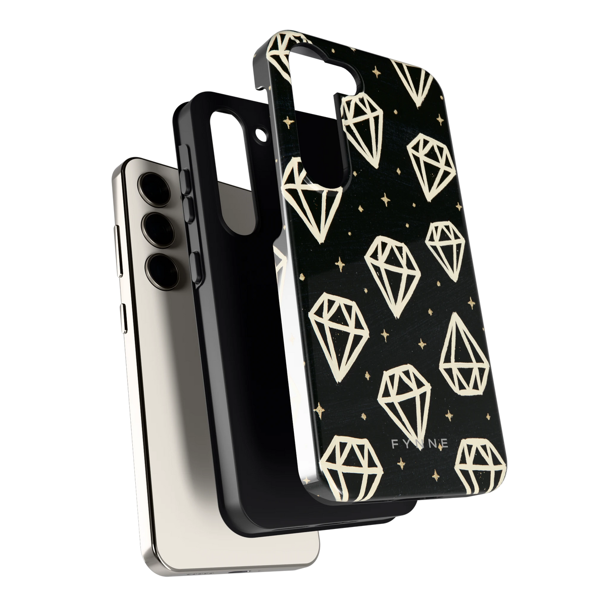 Middernachtdiamanten hoesje voor Galaxy S23, los van de telefoon