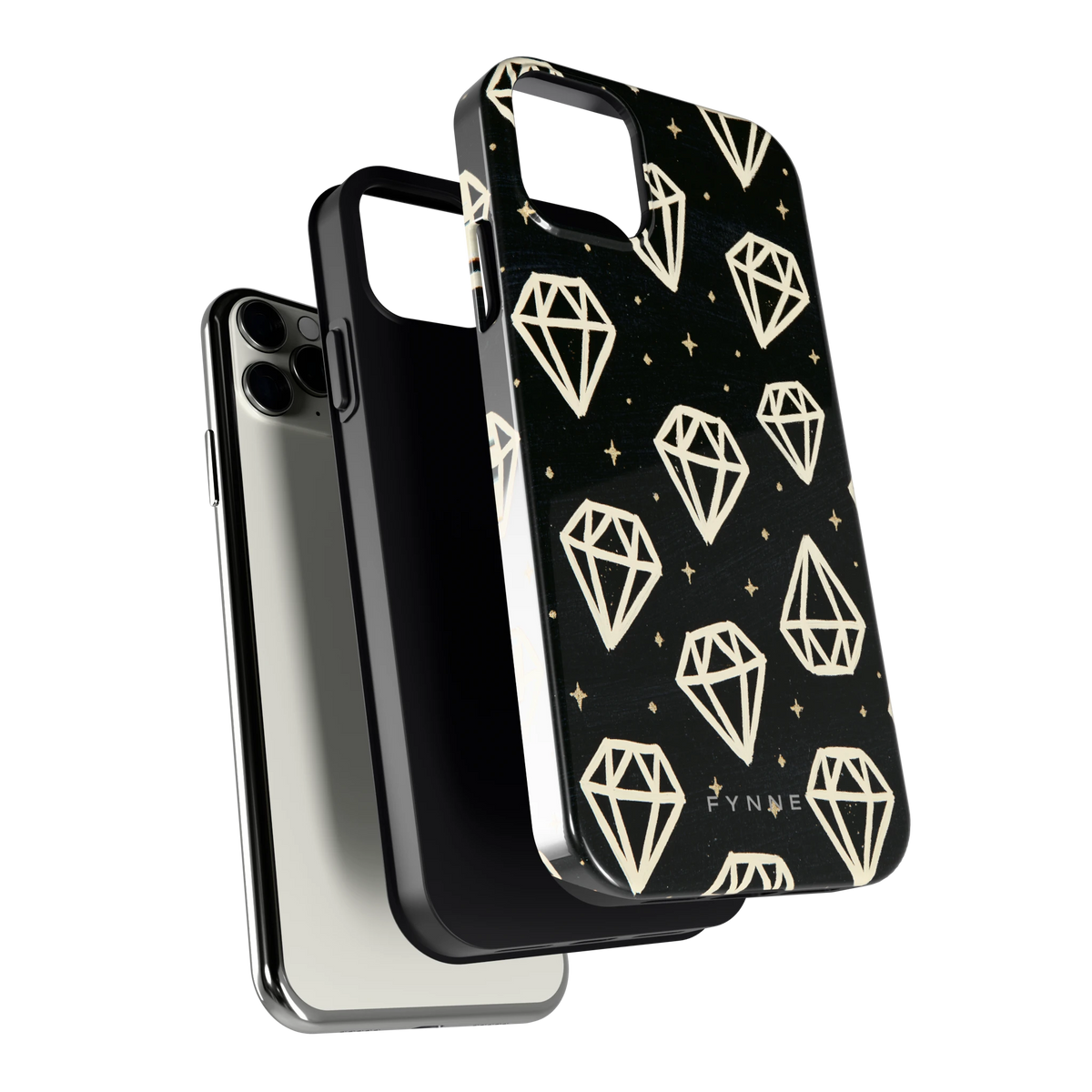 Middernachtdiamanten hoesje voor iPhone 11 Pro Max, los van de telefoon