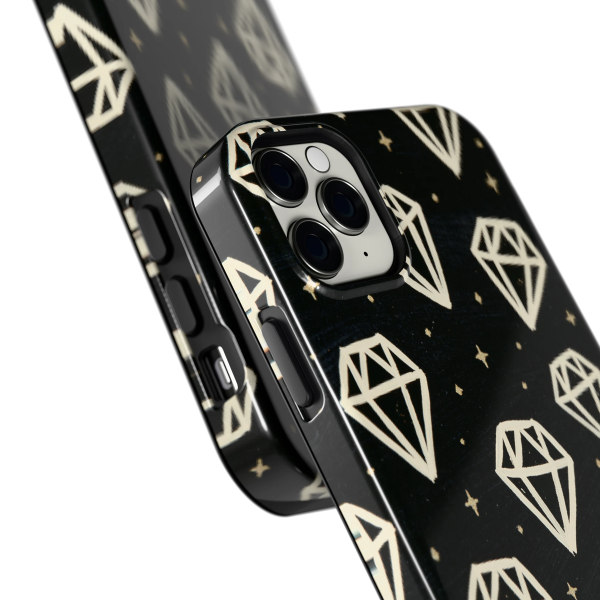 Middernachtdiamanten hoesje voor iPhone 11 Pro Max, close-up