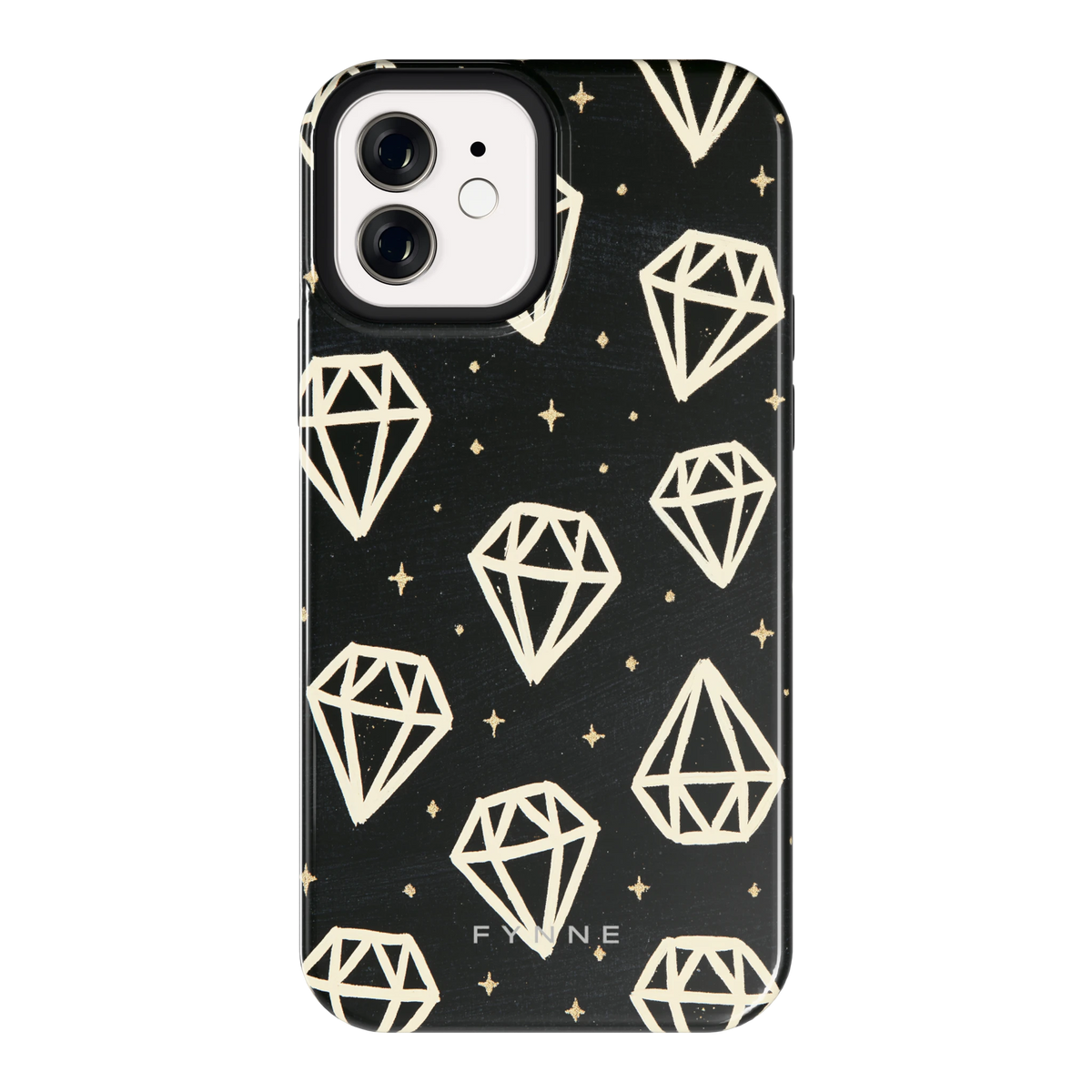 Middernachtdiamanten hoesje voor iPhone 12, achterkant