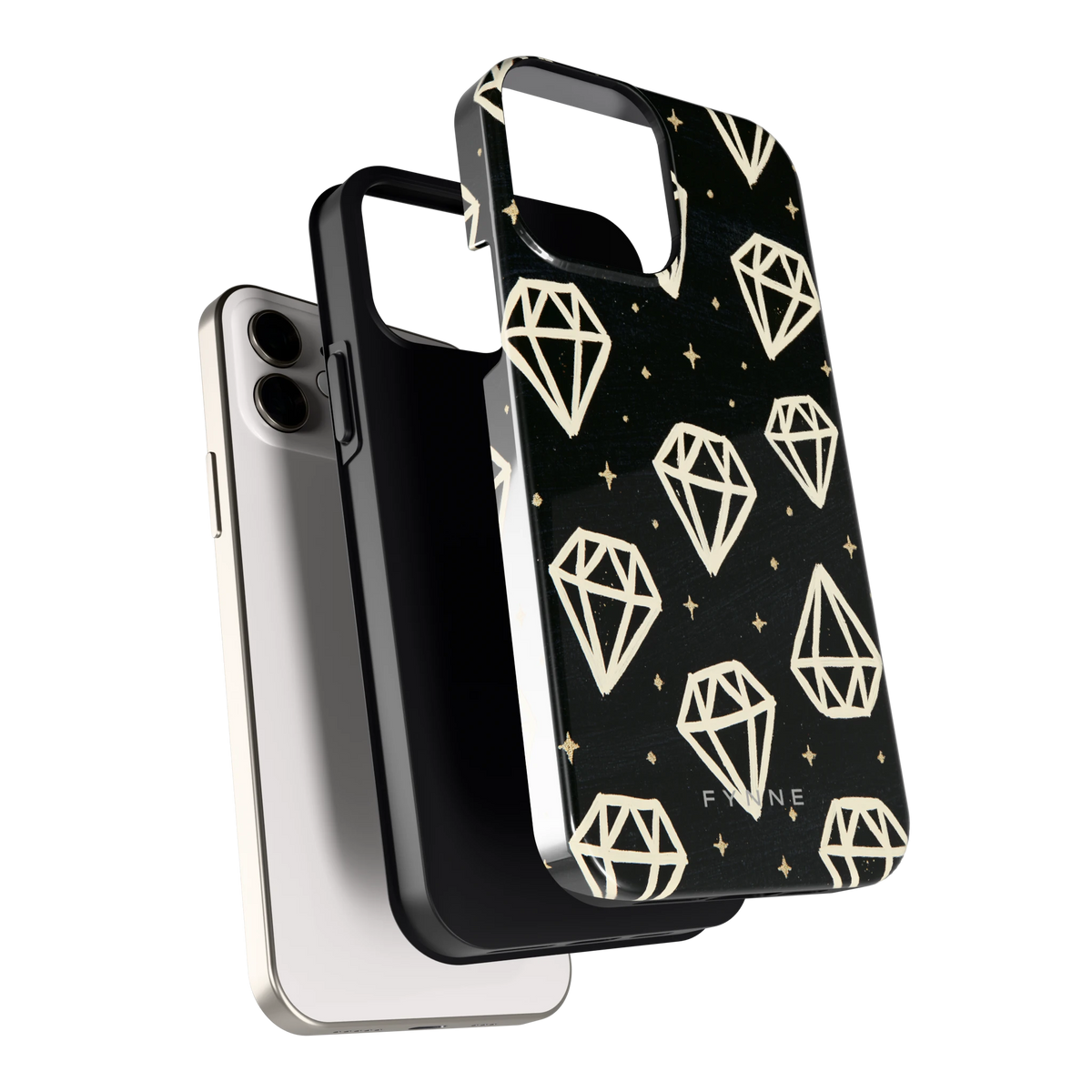 Middernachtdiamanten hoesje voor iPhone 12, los van de telefoon