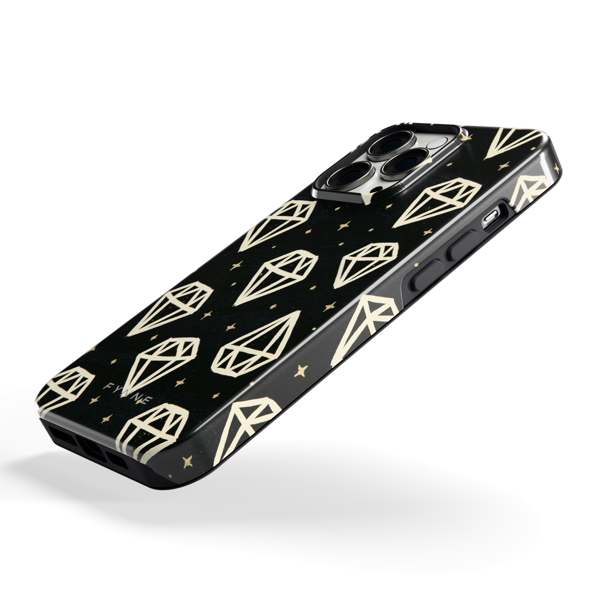 Middernachtdiamanten hoesje voor iPhone 13 Pro, schuin