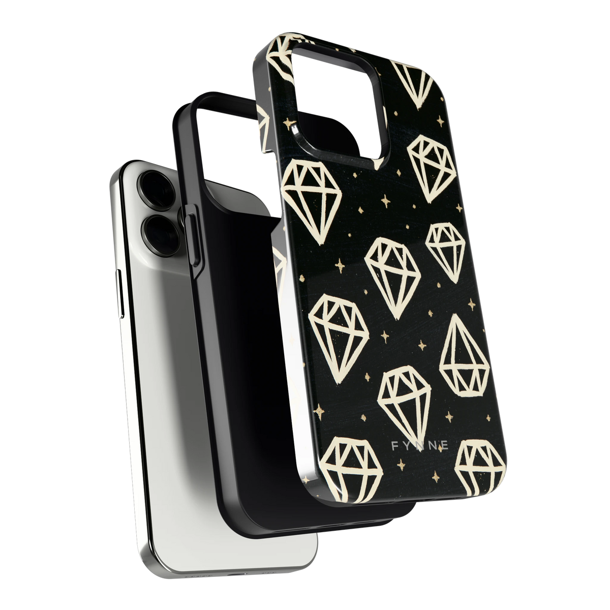 Middernachtdiamanten hoesje voor iPhone 13 Pro, los van de telefoon