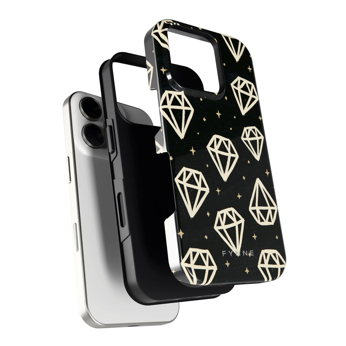 Middernachtdiamanten hoesje voor iPhone 16 Pro, los van de telefoon