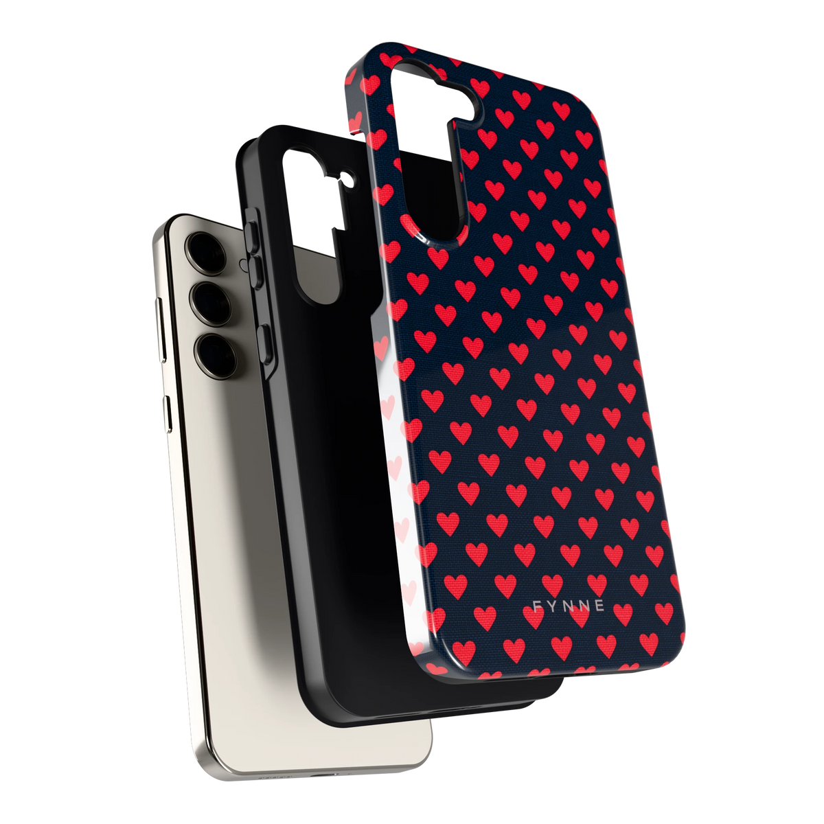 Middernacht Hartjes hoesje voor Galaxy S23+, los van de telefoon