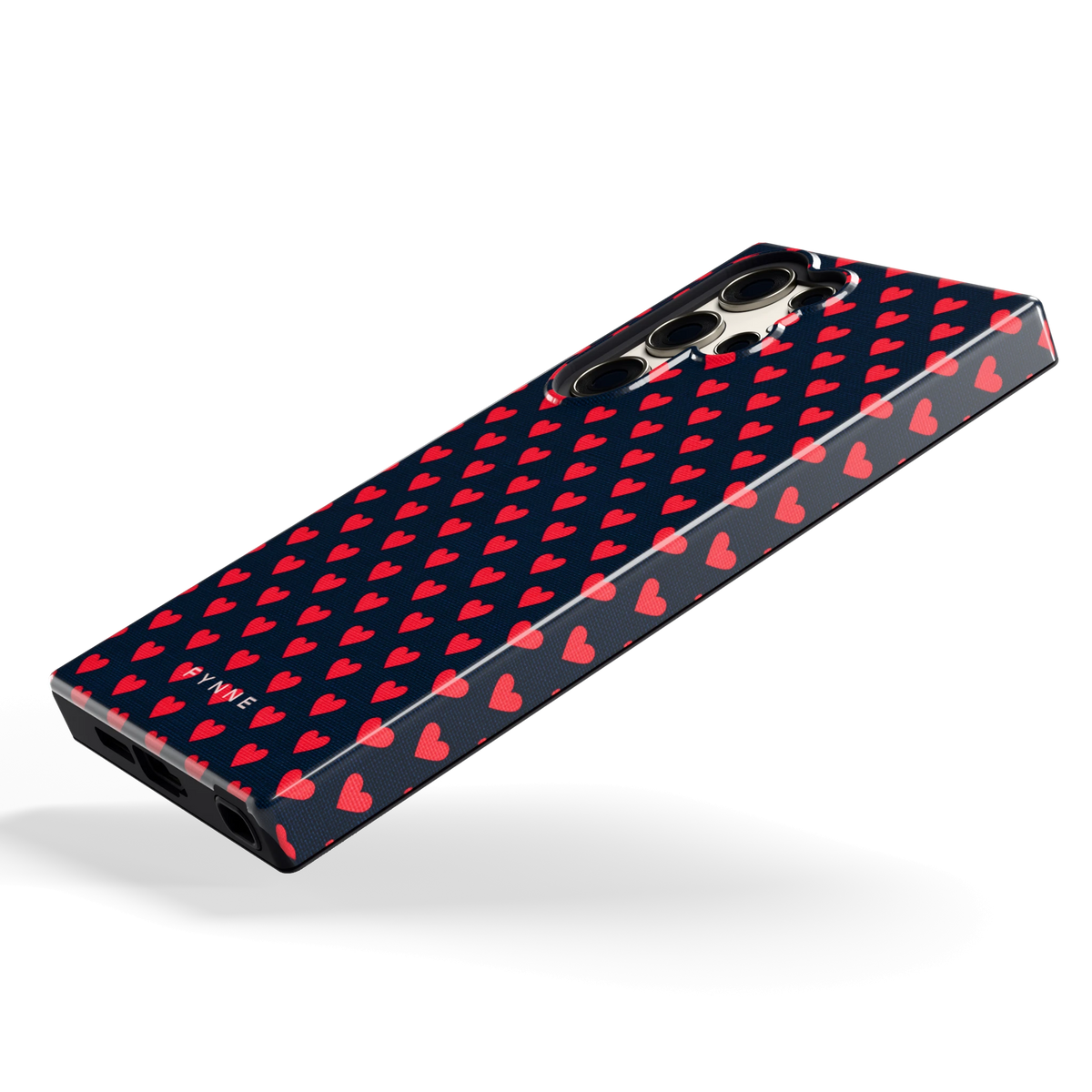 Middernacht Hartjes hoesje voor Galaxy S23 Ultra, schuin