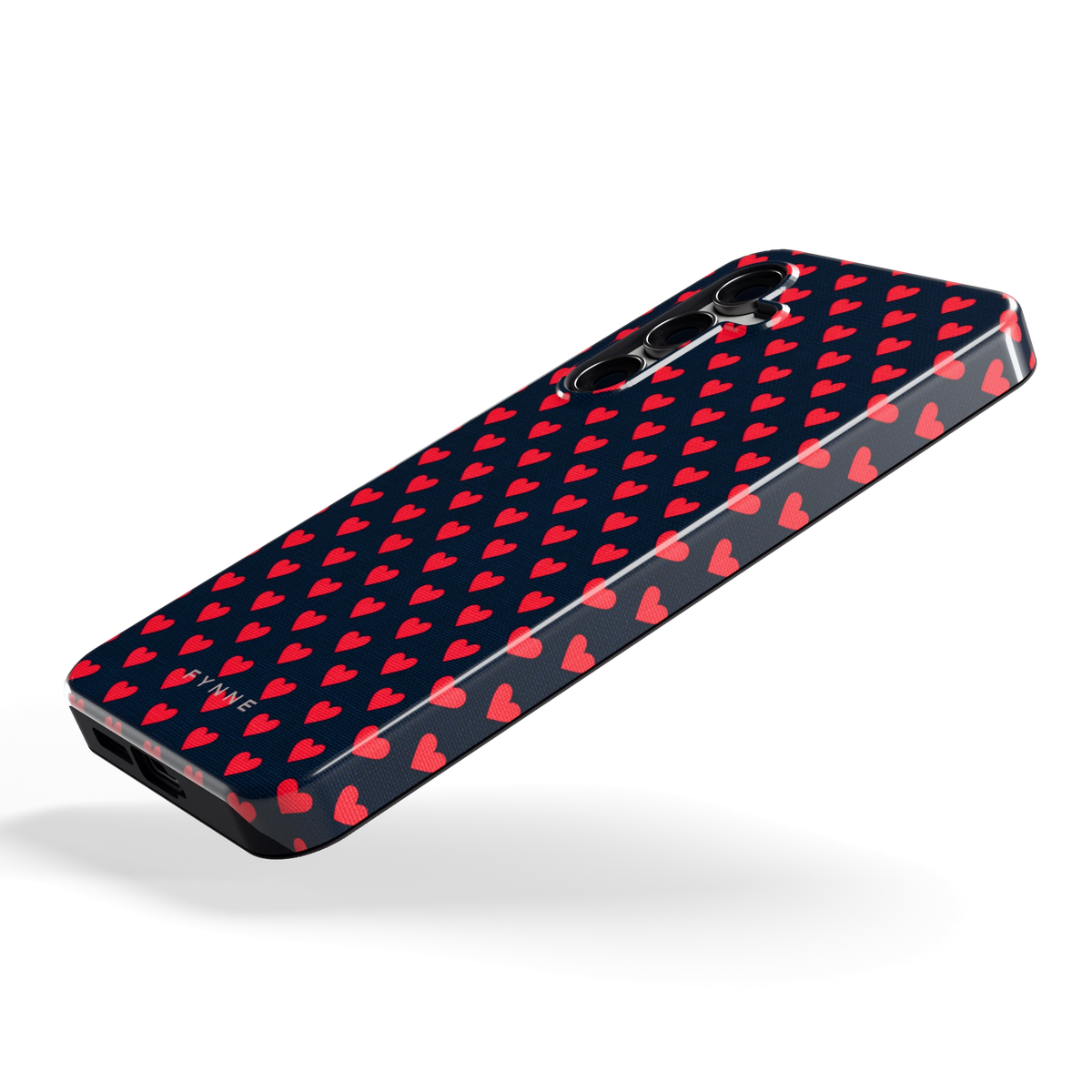 Middernacht Hartjes hoesje voor Galaxy S24 FE, schuin