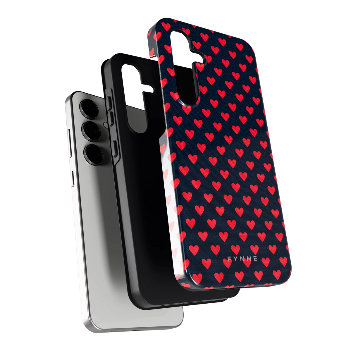 Middernacht Hartjes hoesje voor Galaxy S24 FE, los van de telefoon