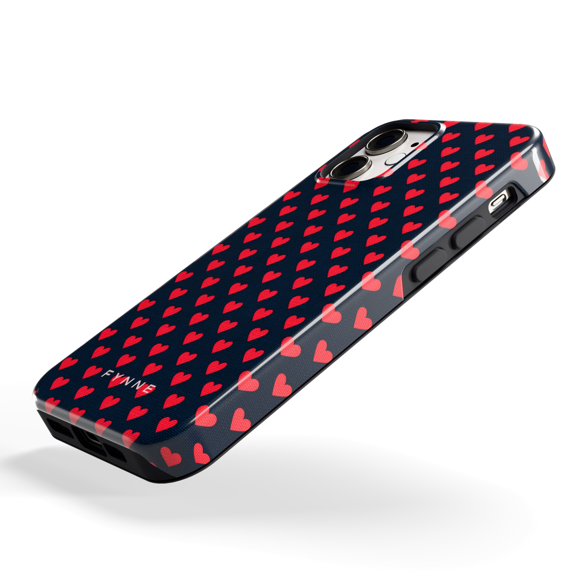 Middernacht Hartjes hoesje voor iPhone 12 mini, schuin