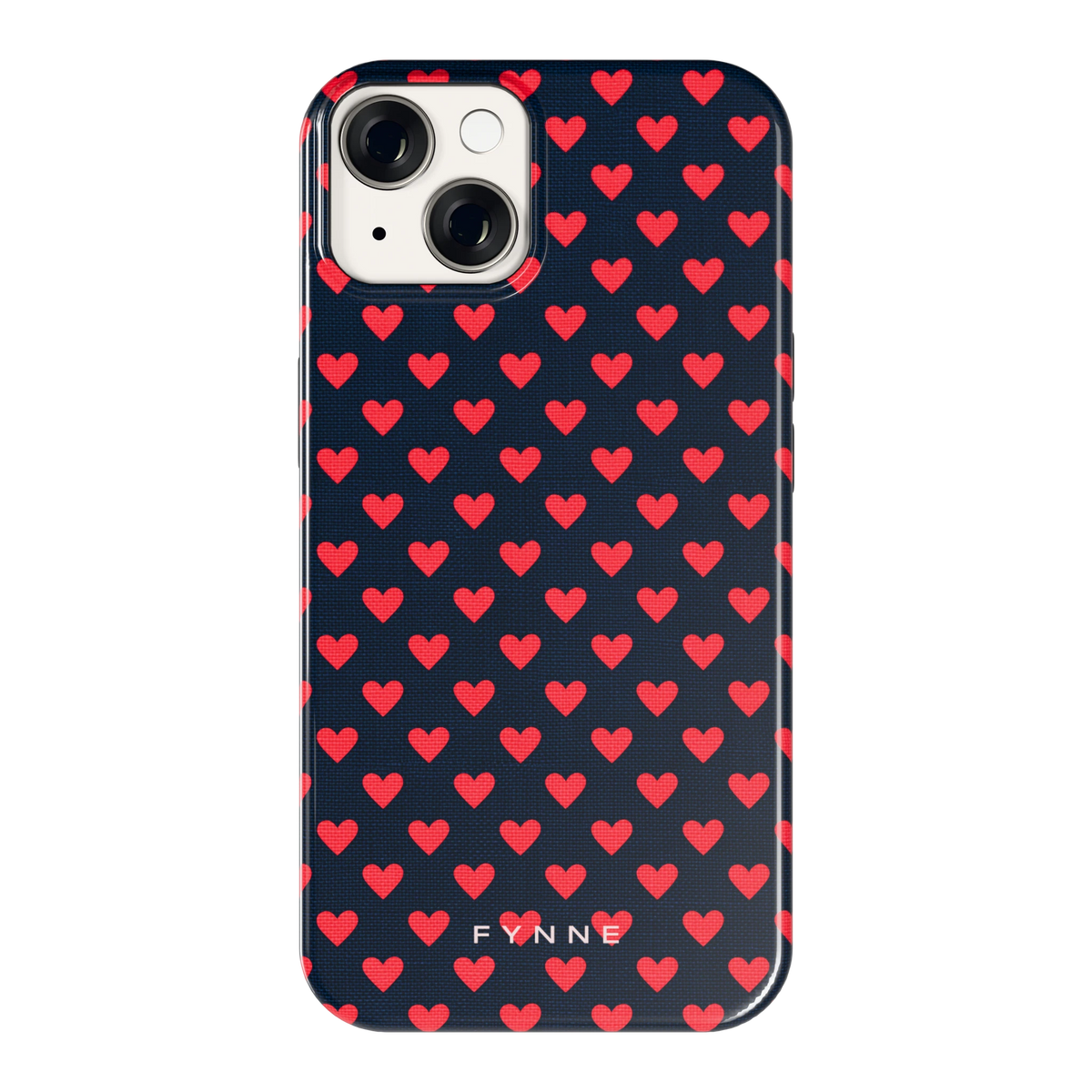 Middernacht Hartjes hoesje voor iPhone 14, achterkant