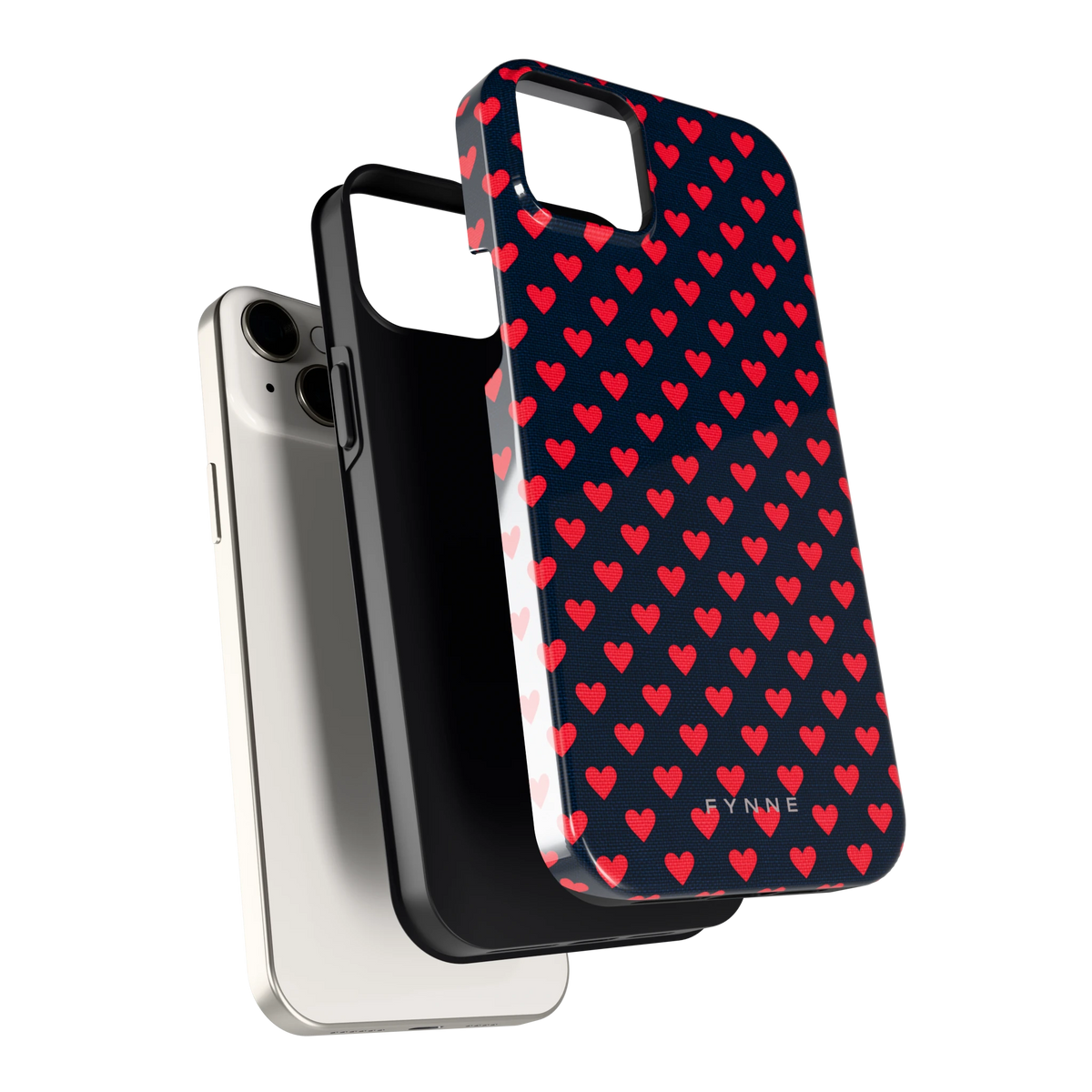 Middernacht Hartjes hoesje voor iPhone 14 Plus, los van de telefoon